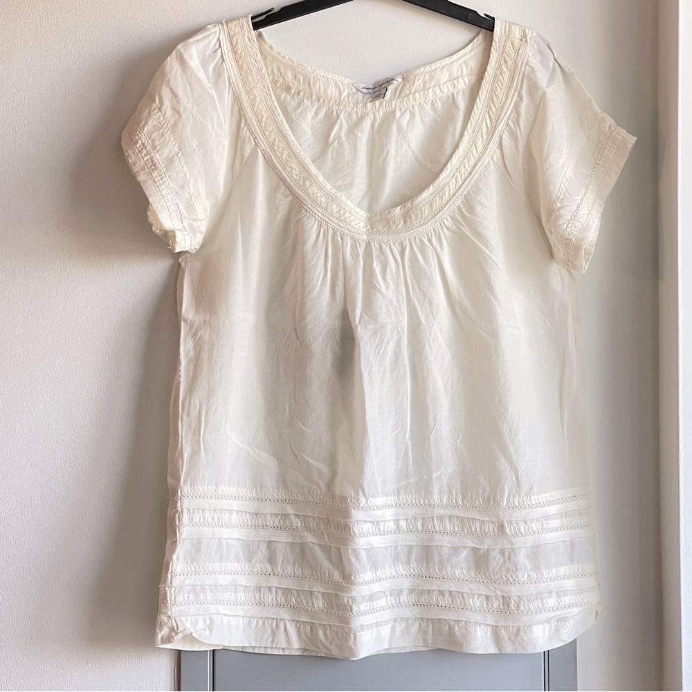 AMERICAN EAGLE Pale Butter Yellow Silk & Cotton Blend Blouse